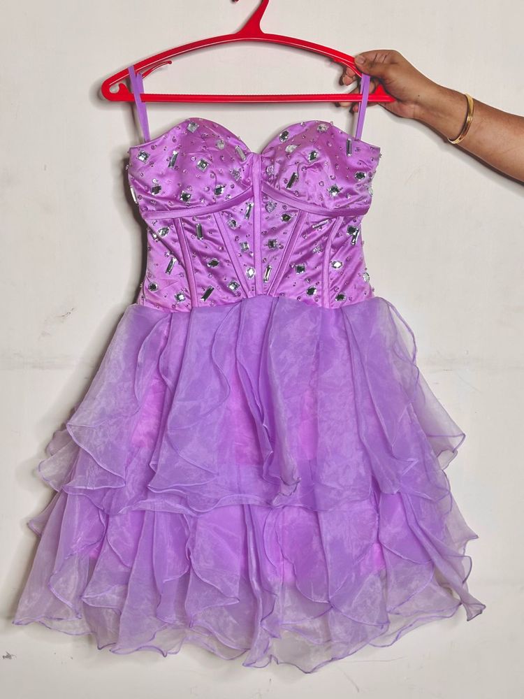 Sparkling Lavender Dress Strapless