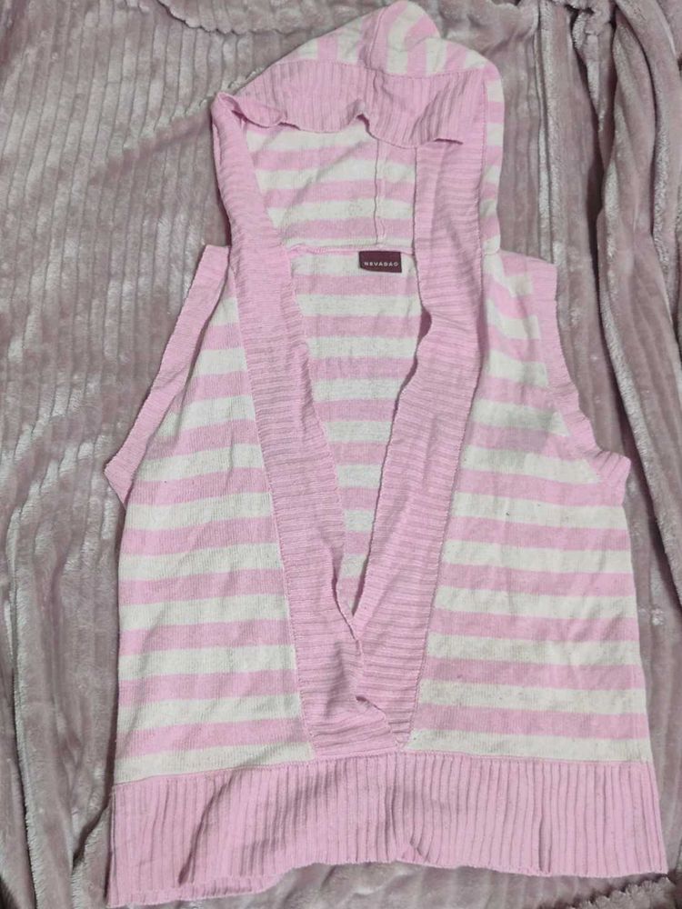 Aesthetic Korean Style Striped Sleeveless Hoodie