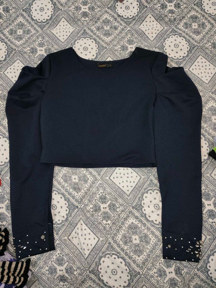 Cute Navy Blue Crop Top
