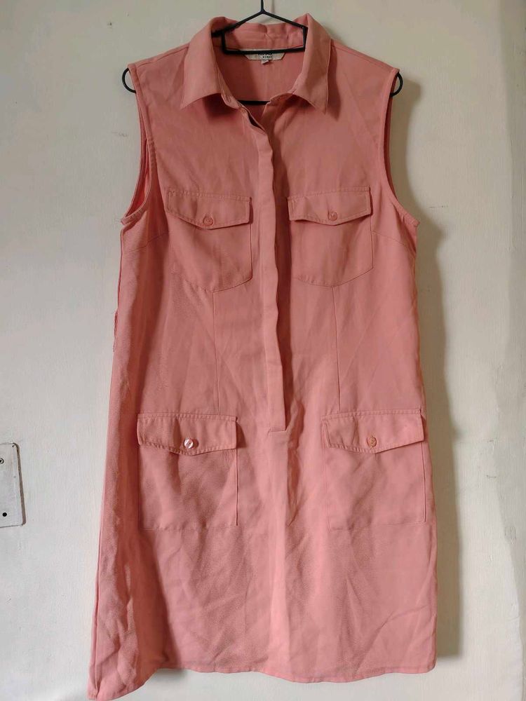 Sleeveless Pink Utility Dress