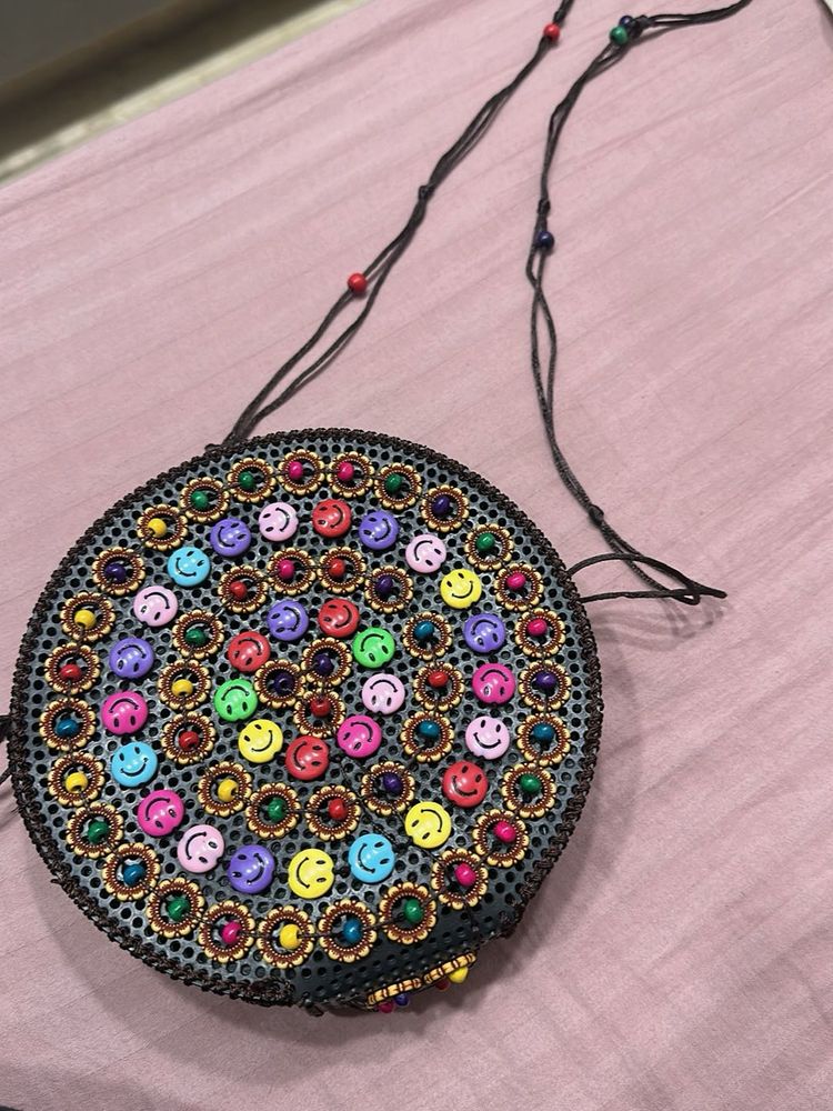 Unique Smiley Face Round Clutch