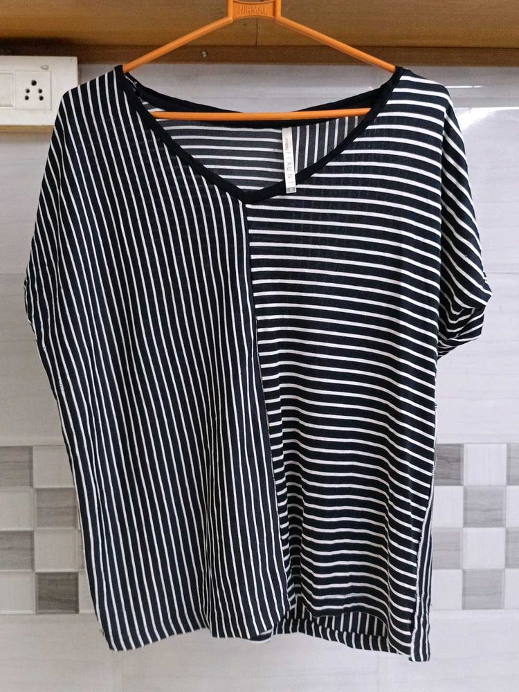 Striped V-Neck Tunic Top