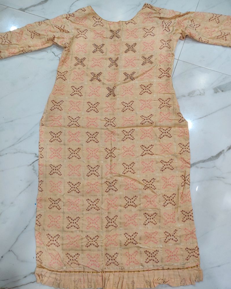 Peach kurti with unique print