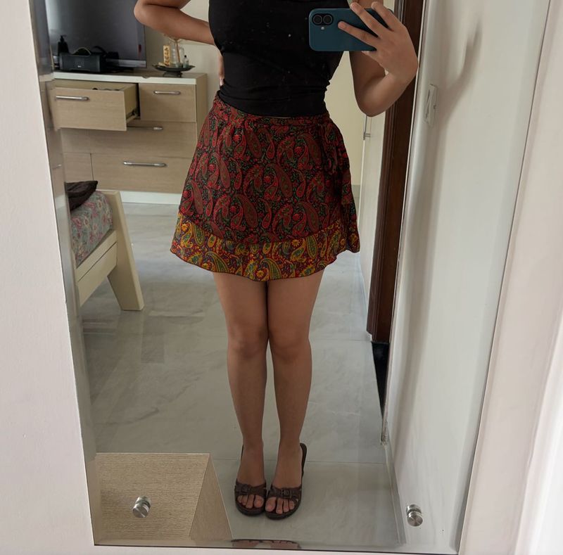 Paisley Wrap Mini Skirt🦚