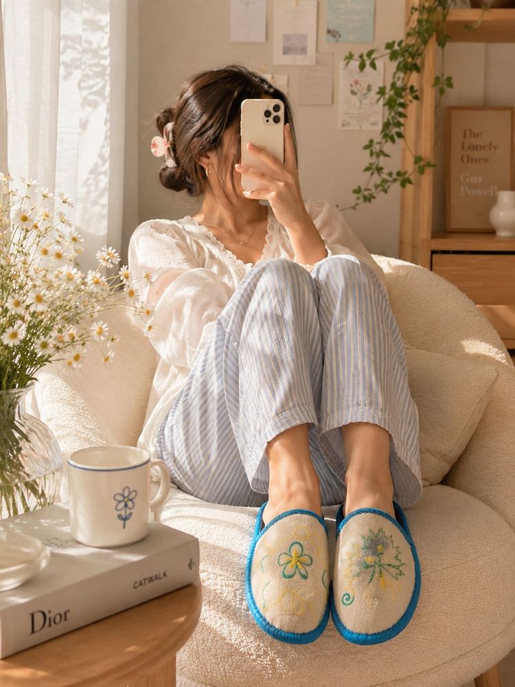 Cozy Embroidered Slippers