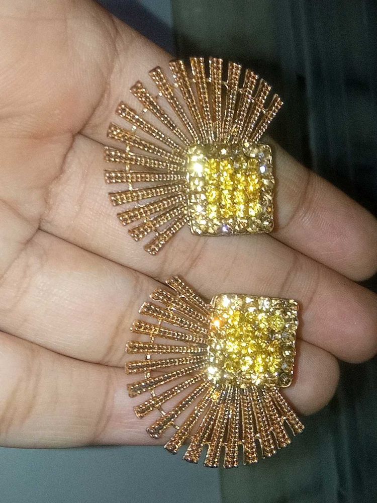 Sparkling Gold Toned Earrings