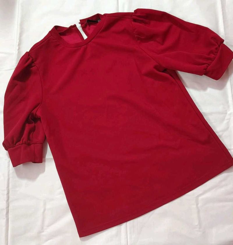 Red Puff Sleeve Top