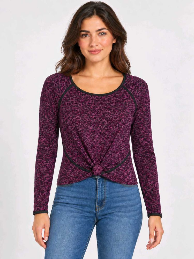 Purple Knot Front Long Sleeve Top