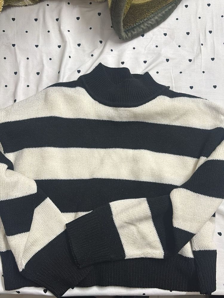 Striped Mock Neck Sweater