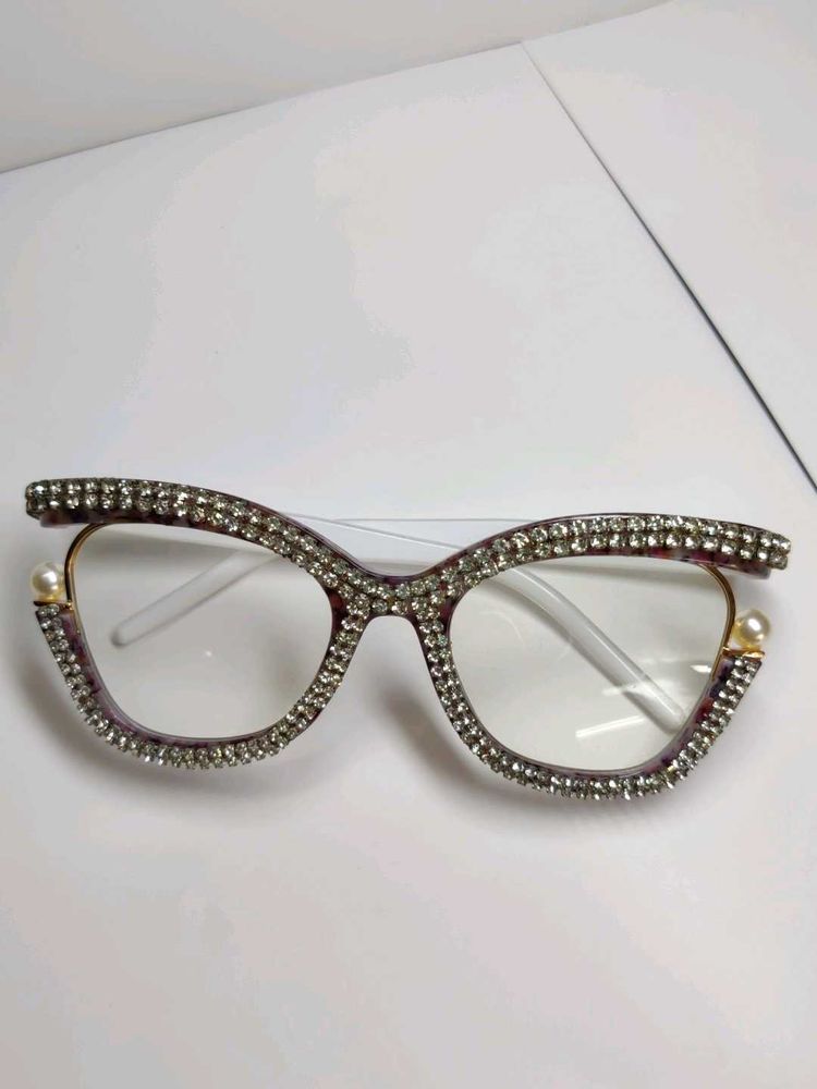Designer Rhinestone Cat-Eye Glasses