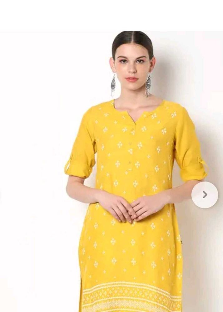 Yellow Printed Kurta!!
