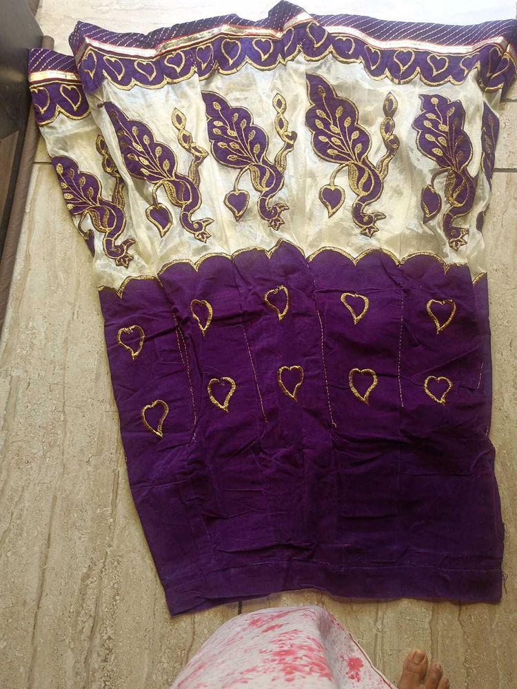 Vintage Purple &amp; Gold Embroidered Skirt
