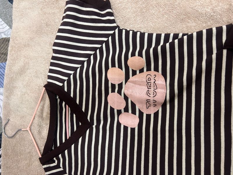 Cute Striped Paw Print T-Shirt