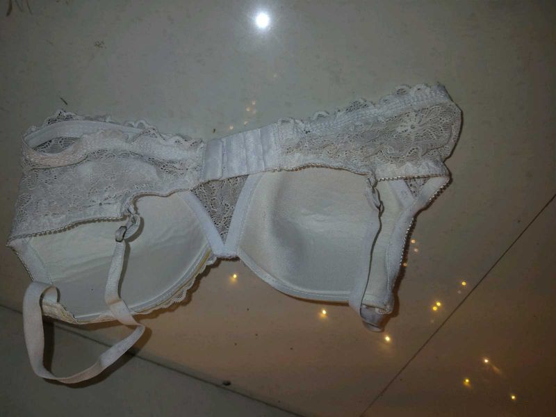 White Lace Trim Bra