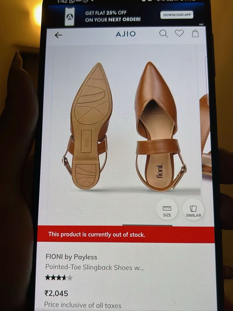 Stylish Brown Pointed Toe Slingback Flats