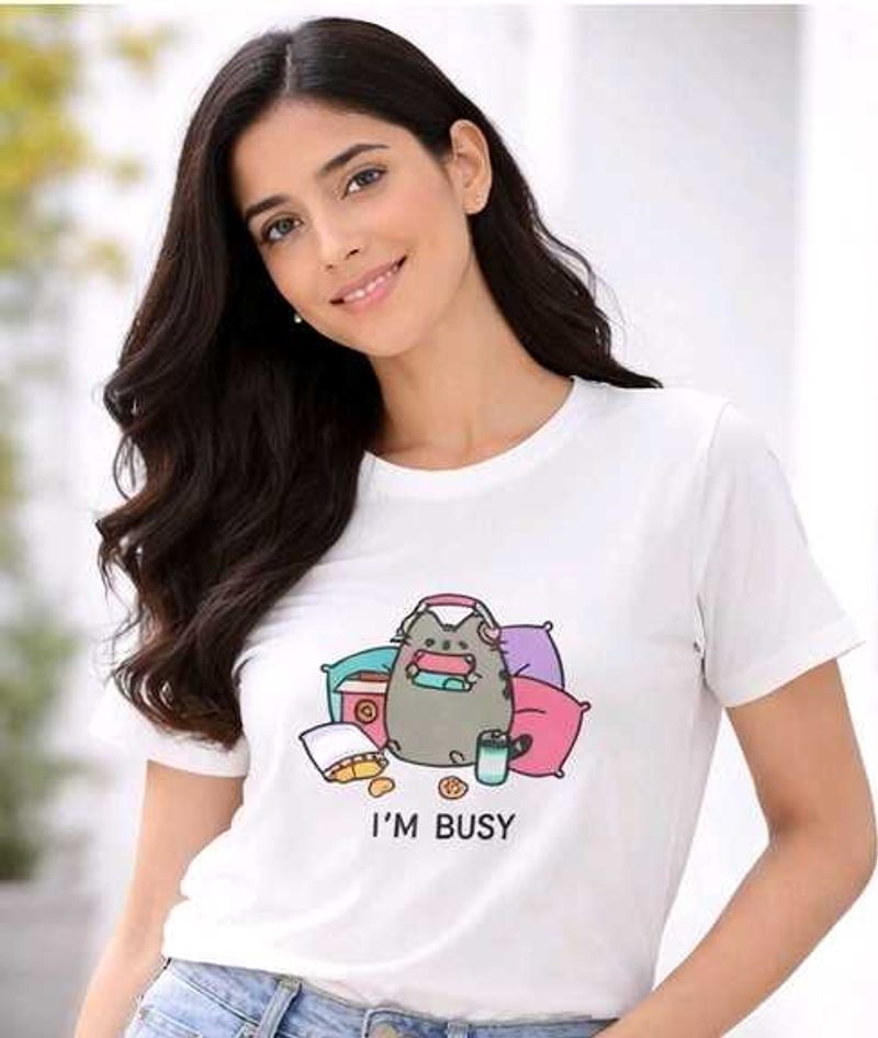 Cute "I'm Busy" Cat Graphic Tee