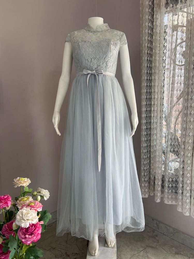 Elegant Lace &amp; Tulle Maxi Dress