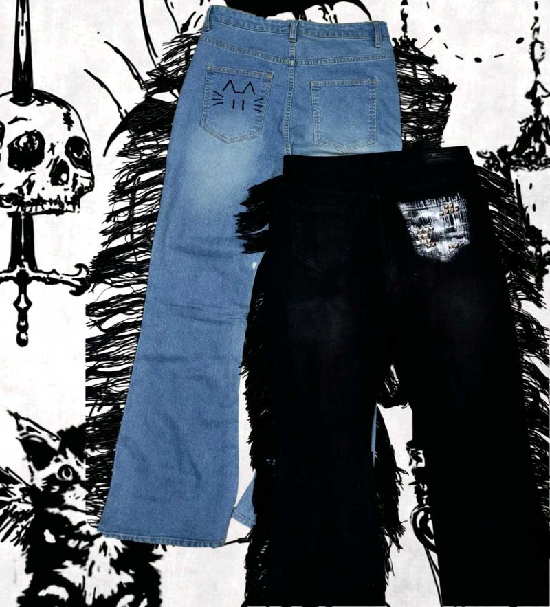 handmade bellbottom bootcut jeans (2 colors)