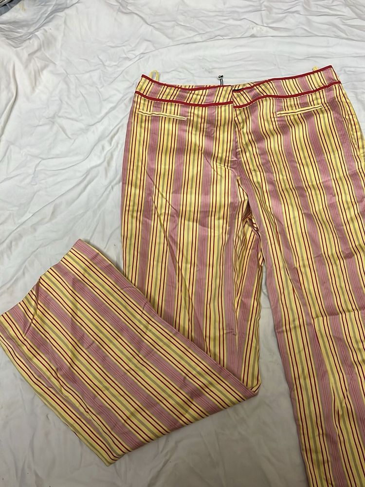 Striped Flare Leg Trousers