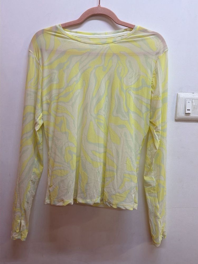 Sheer Swirl Print Long Sleeve Top