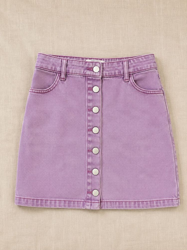 Forever 21 Purple Denim Button-Up Skirt