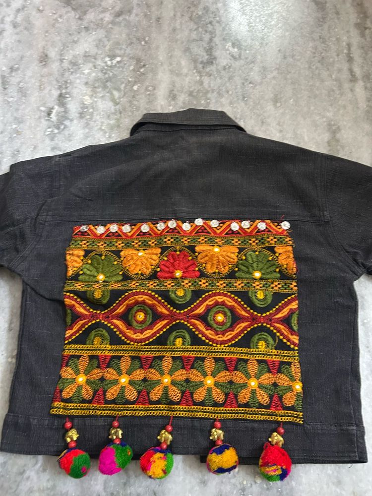 Embroidered Jacket with Tassels