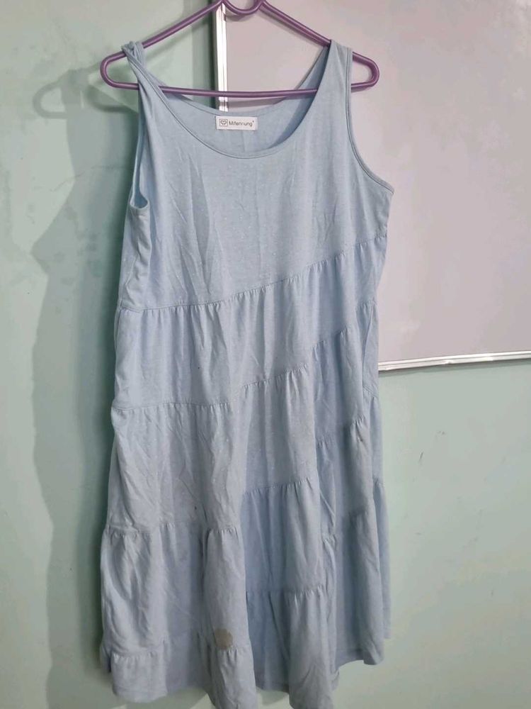 Blue Tiered Sleeveless Dress