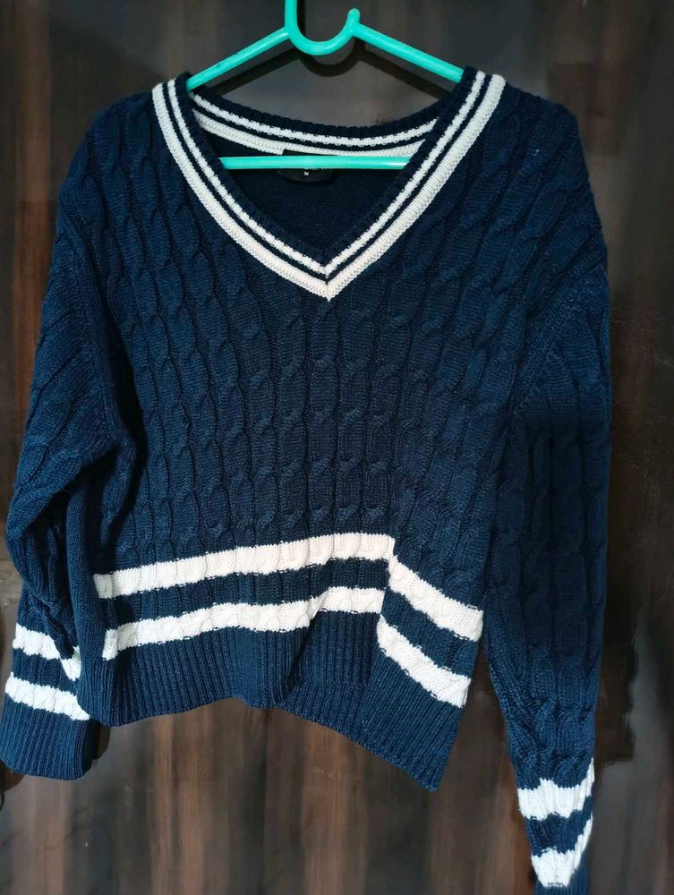 Navy Blue Cable Knit Sweater