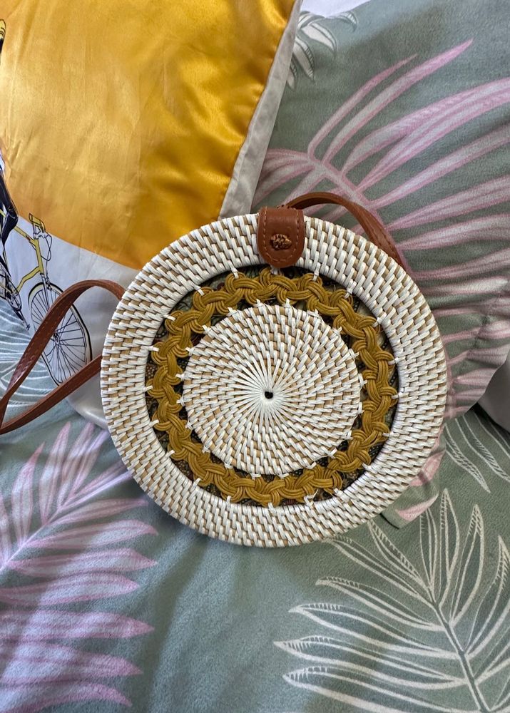 Boho Woven Round Crossbody Bag