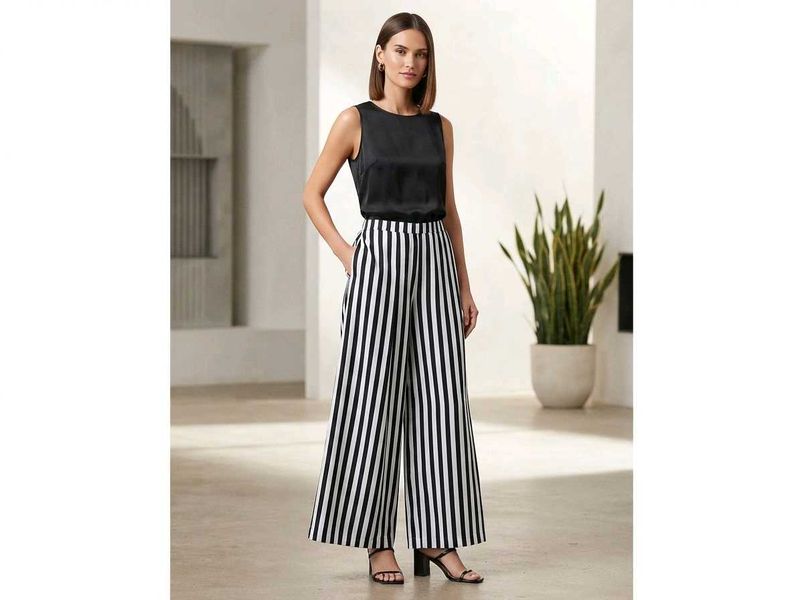 Chic Striped Wide Leg Pants