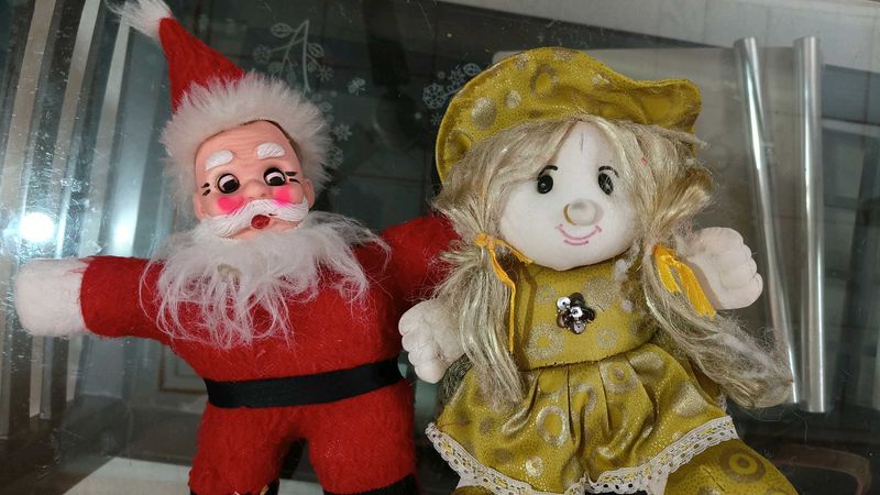 VINTAGE SANTA &amp; GIRL DOLL SET