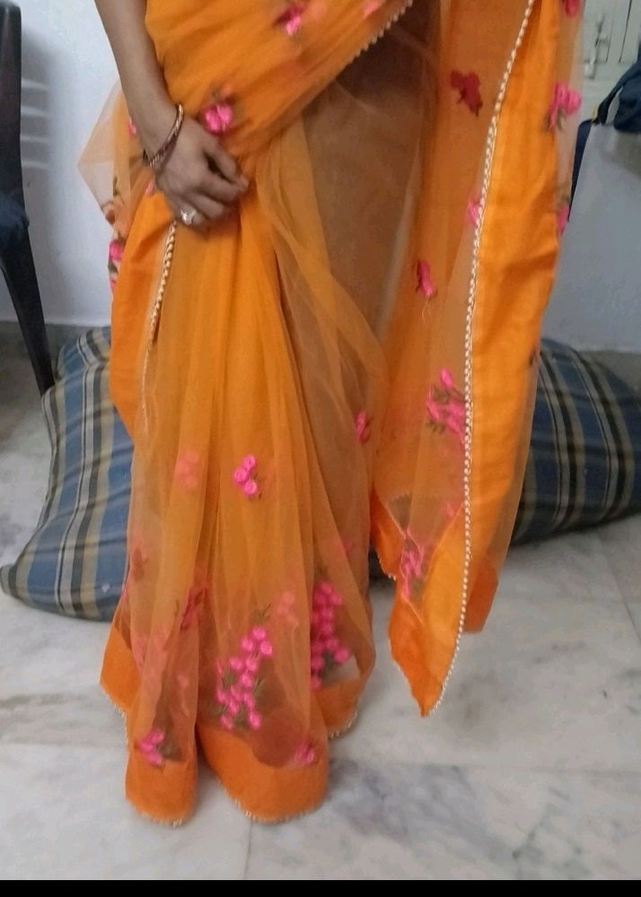 Net Embroidery Sarees