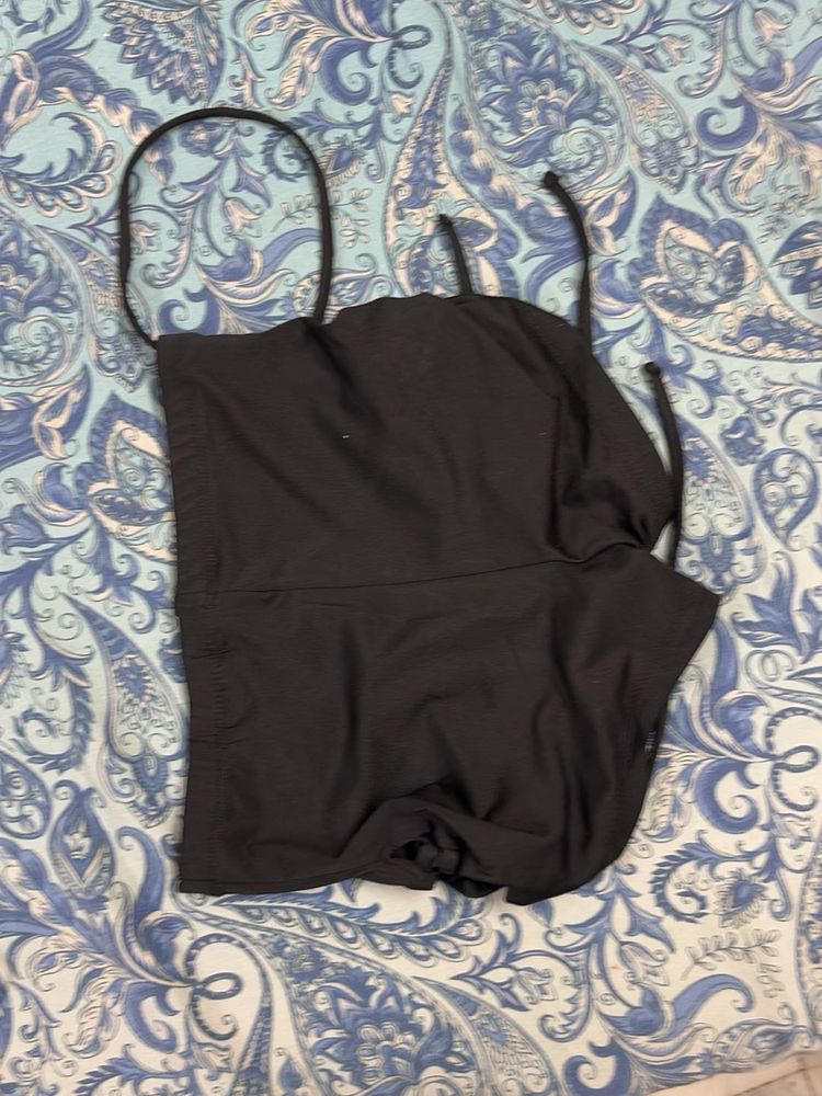 Black Cami Top with Tie Straps