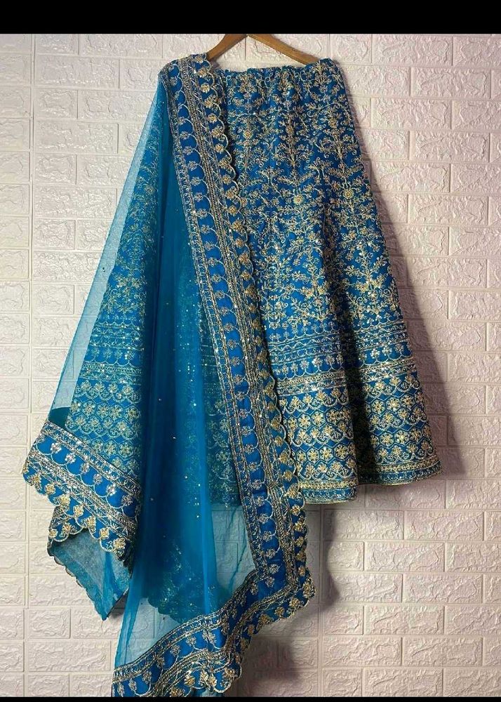 Blue Lehenga Choli with Gold Embroidery