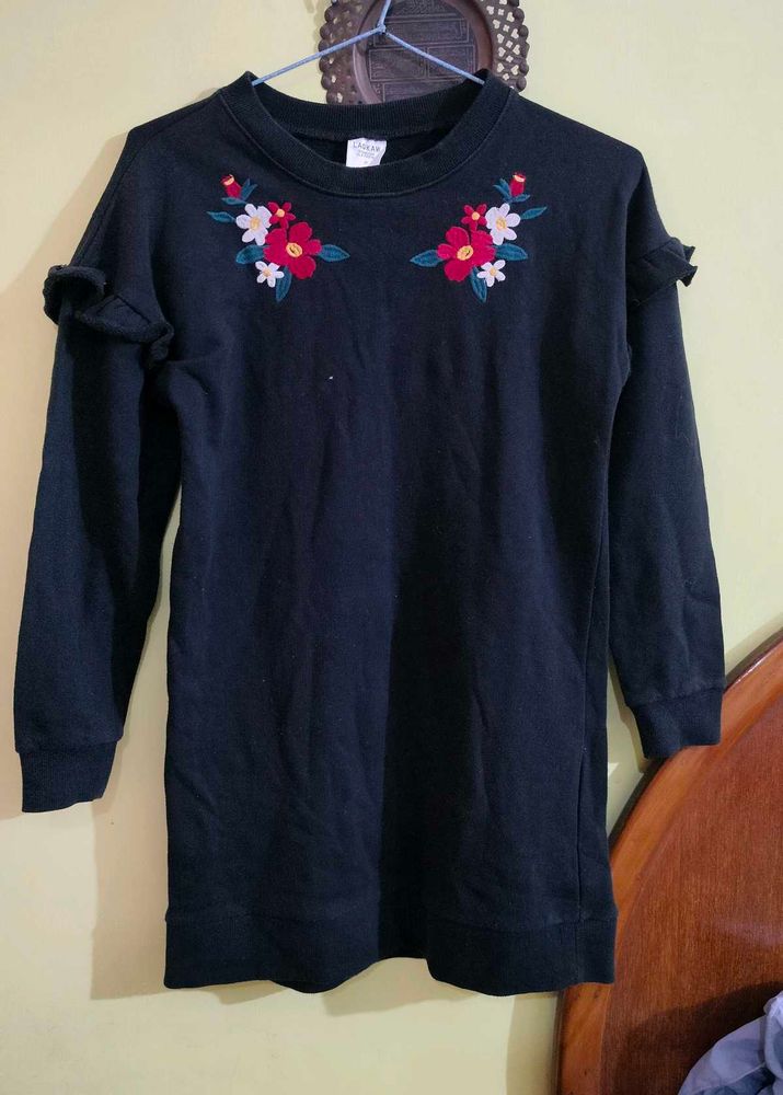 woolen Floral Embroidered Dress