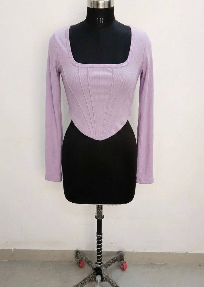 Lilac Corset Style Long Sleeve Top