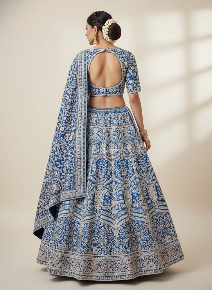 Elegant Blue Embroidered Lehenga Choli