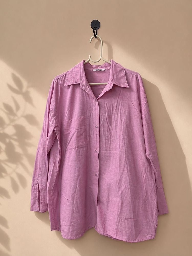 Pink Oversized Button-Up Shirt