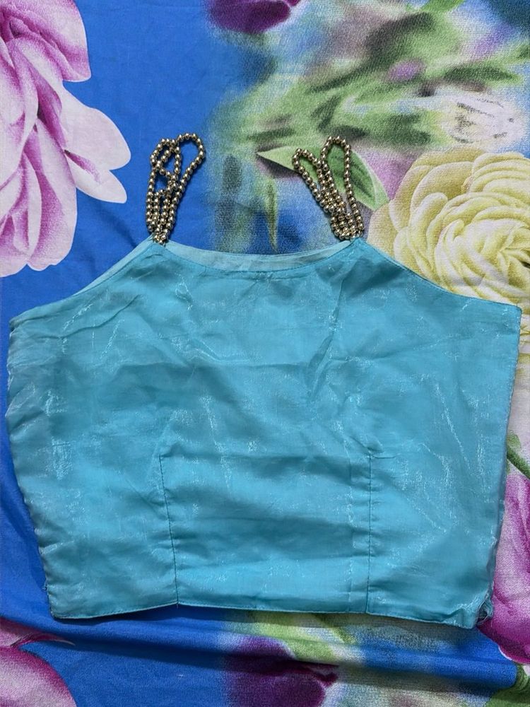 Stunning Teal Beaded Strap Blouse