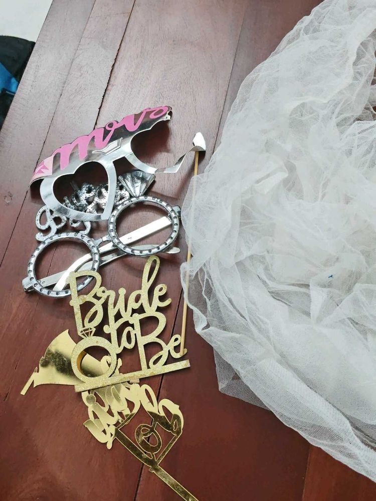 Bride to Be Photo Props &amp; Veil
