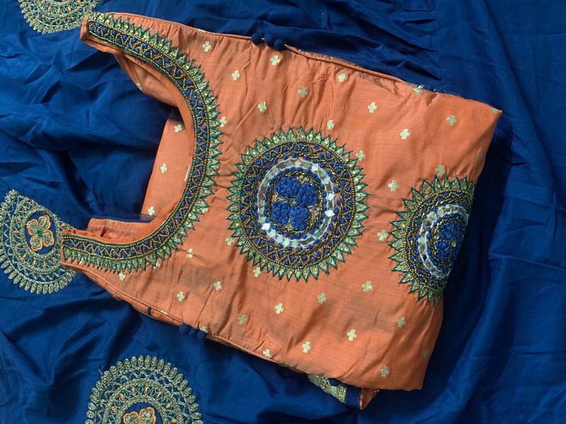 Embroidered Peach patiyala suit