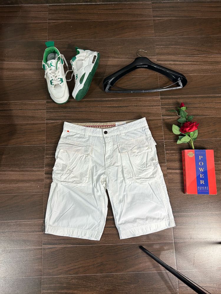 Men's White Cargo Shorts