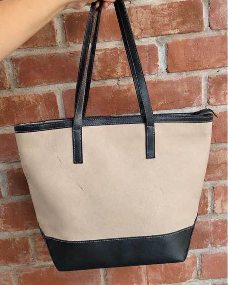 Beige &amp; Black Tote Bag✨
