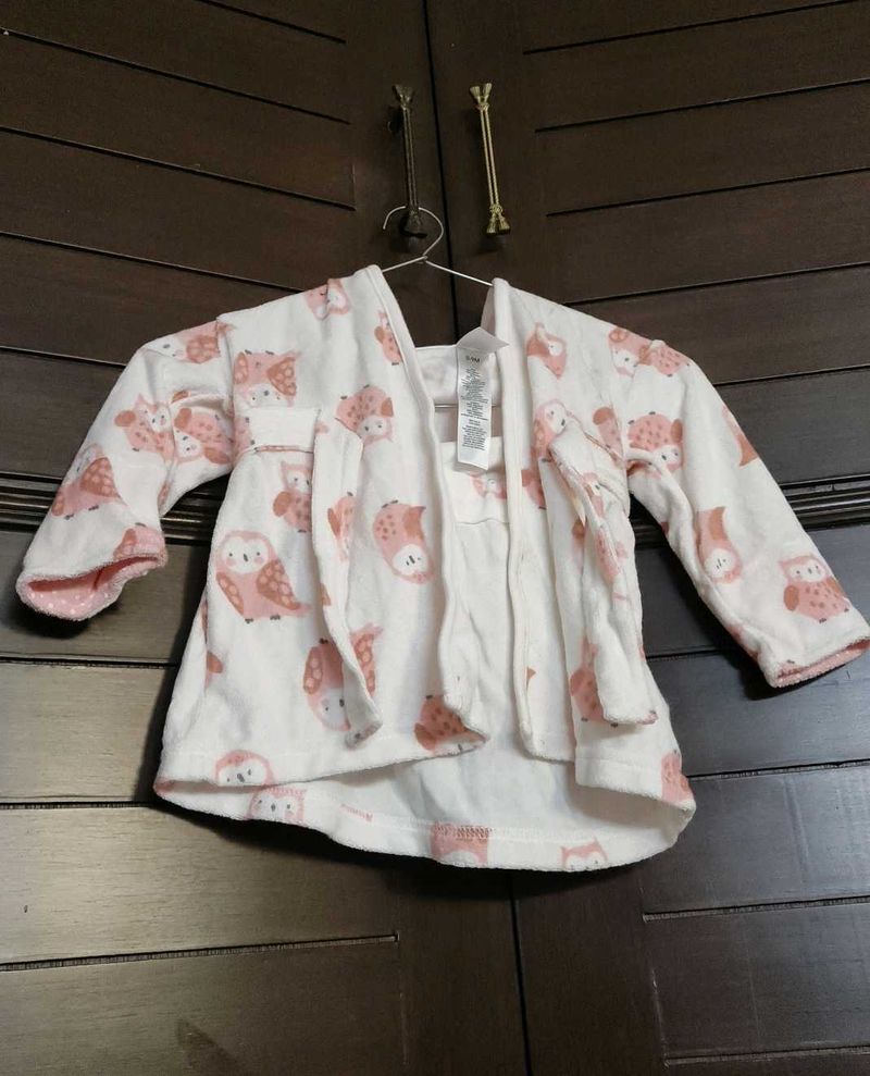 Carter's Cute Owl Print Baby Hoody Bath Gown