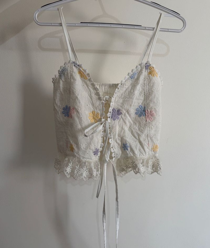Charming Embroidered Floral Cami Top