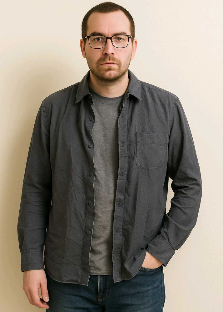 Gray Long Sleeve Button Down