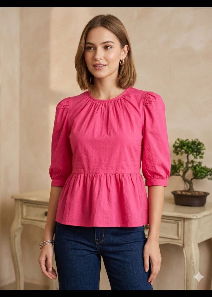 Vibrant Pink Peplum Top