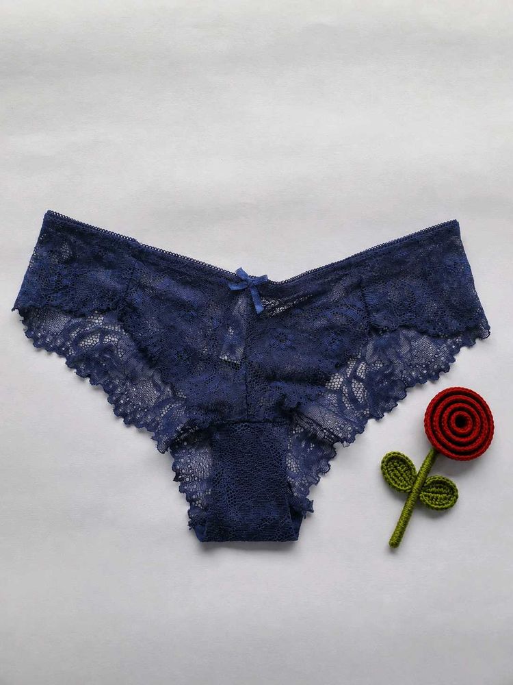 Navy Blue Floral Lace Panty