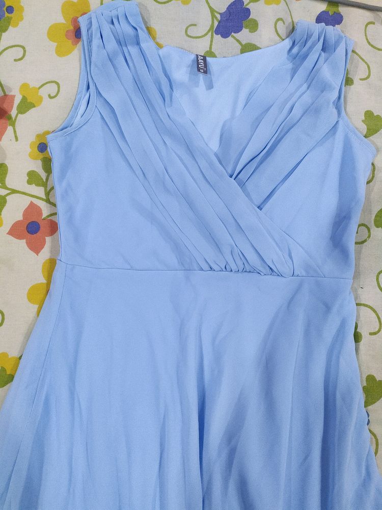 Aayu Women Fit And Flare Light Blue Dress