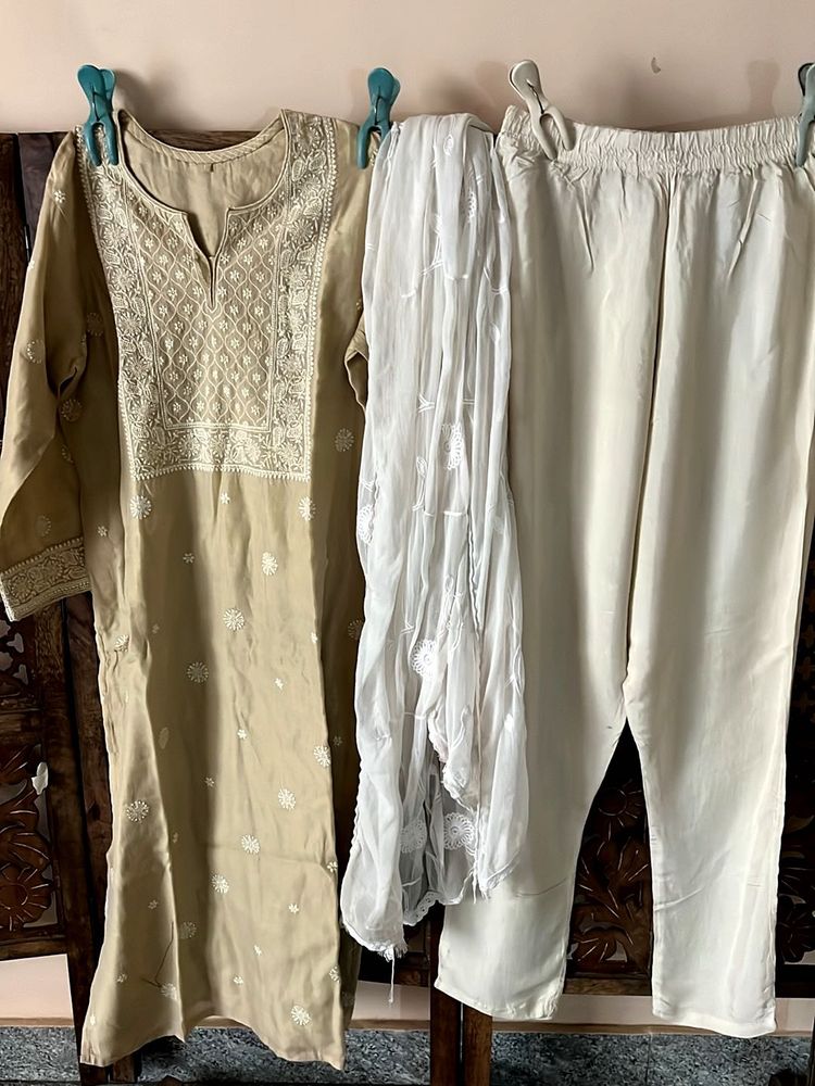 boutique Embroidered Kurta Set with Dupatta